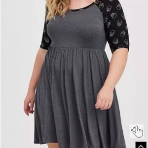 Torrid Gray and Black Long Sleeve Dress